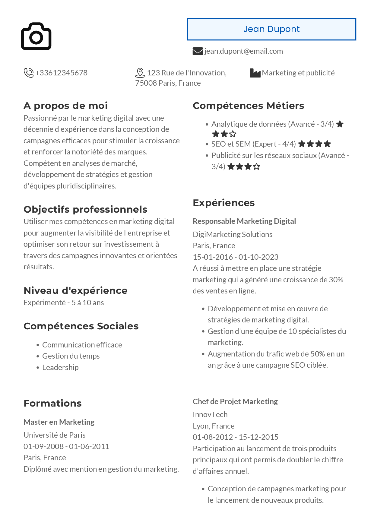 Exemple de CV